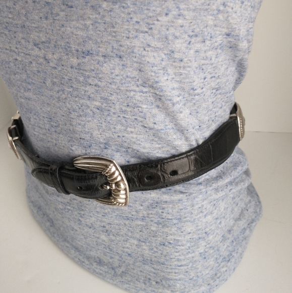 Brighton 8 silver toned Conchos 7 Separators Genuine Leather "S" - Picture 4 of 15